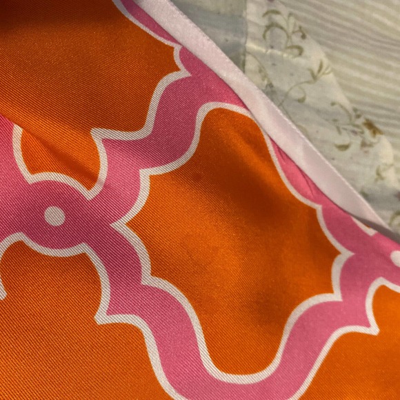 Skirtin Around Sz 2 Silk Sheath Dress Lined Pink Orange Tie Front Retro 60s - Picture 7 of 11